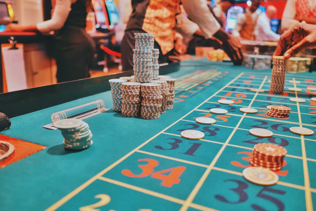 High-resolution real casino table with chips